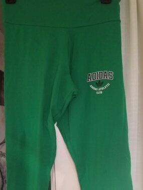 Adidas Women's Green Fold-Over Straight Leg Workout Pants - Size Medium